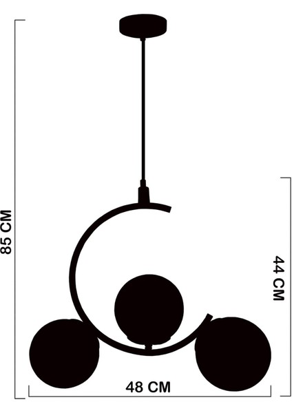 Şık Siyah ve Füme Renkli 3 Lambalı Modern Avize fırsatları