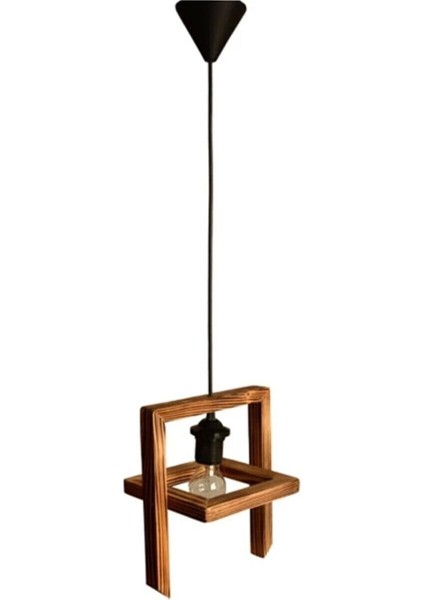 Kahverengi Ahşap Tekli Avize, Şık ve Doğal Aydınlatma Seçeneği