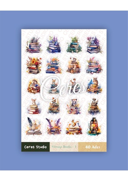 Vintage Kitaplar Tema Sticker Set Vintage Book 2 Sayfa 40 Adet Etiket Planlayıcı Bullet Journal fiyatları