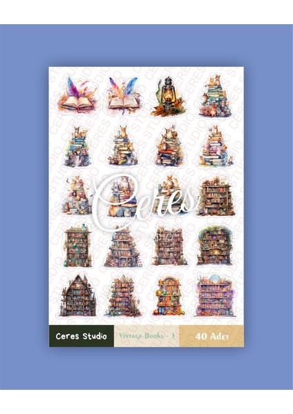 Vintage Kitaplar Tema Sticker Set Vintage Book 2 Sayfa 40 Adet Etiket Planlayıcı Bullet Journal modelleri