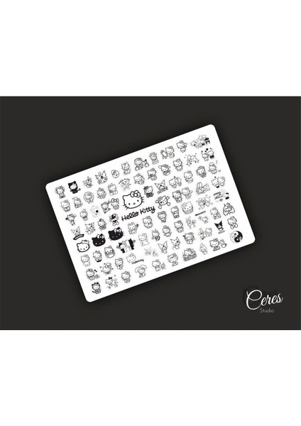 Hello Kitty Black & White Siyah Beyaz Sanrio Hello Kitty Sticker Etiket 1 Sayfa 86 Adet Etiket