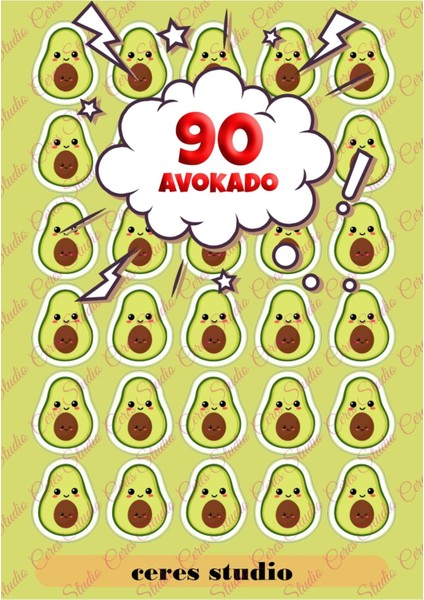 Avokado Sticker Etiket 3 Sayfa 90 Etiket Öğretmen Seti