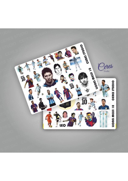 Lionel Messi Leo 10 Sticker 55 Adet 2 Sayfa Renkli Tasarım Not Defteri için Uygun