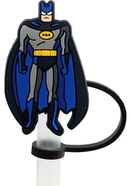 Sıcak Oyuncaklar Batman Straw Cover Cap Cartoon 10MM Içecek Saman Tapası Yeniden Kullanılabilir Sıçrama Kanıtı Içme Kupası Saman Kapağı Kolye Aksesuarları Renk: 1PCS-10MM (Yurt Dışından)