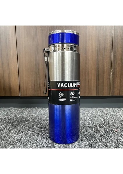 Termos Şişesi 1l Termal Su Şişesi Paslanmaz Çelik Yalıtımlı Kupa Gradyan Renkli Kapak Kayışı Seyahat Açık Hava Sporları Capakite: 1000ML/RENK: Koyu Mavi (Yurt Dışından)