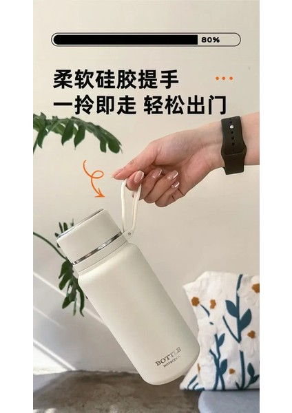 Yeni 316 Paslanmaz Çelik Çay Kupası Basit Büyük Kapasiteli Termos Kupası Çay Su Ayrılma Kupası Yüksek Görünüm Seviye Taşınabilir Kapasite: 850ML/RENK: Beyaz (Yurt Dışından)