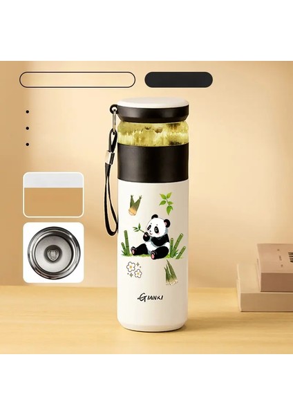 Gianxi 480ML Paslanmaz Çelik Termo Şişe Ev ve Mutfak Su Şişesi Içecek Taşınabilir Panda Panda Desen Kahve Kupası Filtre Kapasitesi: 480ML/RENK: Beyaz 316 A (Yurt Dışından)