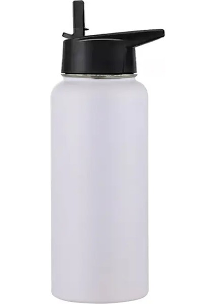 18OZ 32OZ 40 Oz Spor Su Şişesi Saman Kapağı Termal Şişe Paslanmaz Çelik Vakum Yalıtımlı Hidroes Kupası Termos Kupa 1200ML Kapasite: 40 OZ-1200ML/RENK: Beyaz (Yurt Dışından)