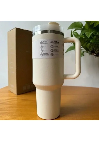 Yeni Top Saman Kapağı Paslanmaz Çelik 30 OZ/40OZ Vakum Yalıtımlı Araç Kupa Çift Duvar Termal Buzlu Seyahat Kupası Kahve Kupa Kapasite: 40 Oz/renk: 2 (Yurt Dışından)