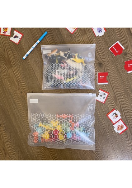 2 Boy Çok Amaçlı Kullanılabilir Fermuarlı Poşet - 3 Büyük/3orta