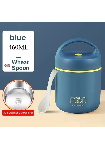 Termal Öğle Yemeği Kutusu Paslanmaz Çelik Sızdıran Gıda Taşınabilir Termal Kavanoz Yalıtımlı Çorba Kupası Yüksek Kapasiteli Bento Termos Kapak: 460-1590ML/RENK: Sarı 1 Katmanlı 460ML (Yurt Dışından)