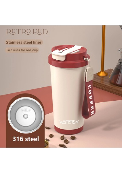 530ML Kahve Kupası Paslanmaz Çelik Termos Kupa 316 Vakum Yalıtımlı Şişe Soğuk ve Sıcak Tumbler Seyahat Araba Mugcapacity: 501-600ML/RENK: Pembe Paslanmaz (Yurt Dışından)