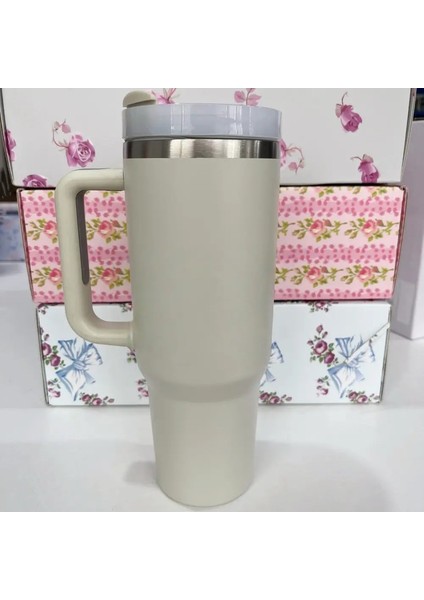 Tumbler Sap Kapağı Saman Termos Kupası Silikon Boot Paslanmaz Çelik Vakum Yalıtımlı Buzlu Seza Kahve Kupa Kapasitesi: 40OZ/RENK: Syl-9 (Yurt Dışından)