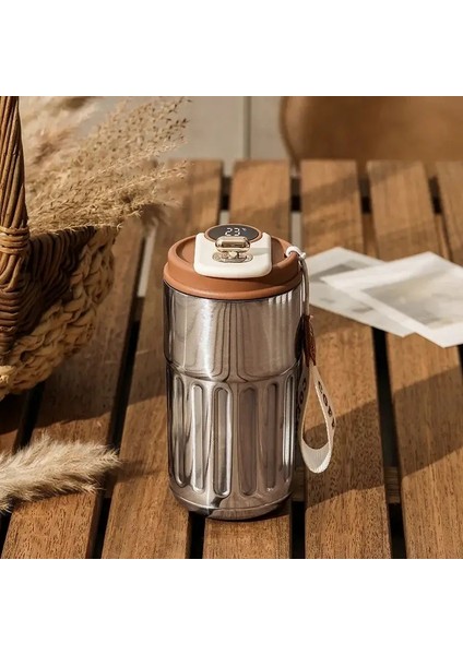450ML Kahve Fincanı Sıcaklık Sıcaklık Paslanmaz Çelik Termo Su Şişesi Ekran Soğuk ve Isı Termal Kupa Seyahat Vakumu Flaskcapacity: 450ML/RENK: Sivler Coffee (Yurt Dışından)