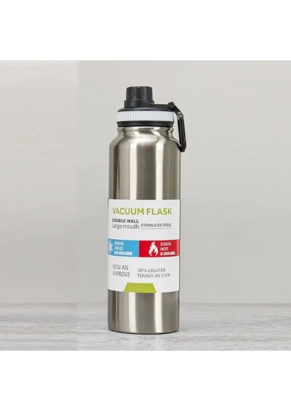800/1000ML Paslanmaz Çelik Termos Şişe Araç Yalıtım Kupası Açık Hava Spor Soğuk ve Isı Termal Kupa Seyahat Vakum Şişesi Kapasite: 800ML/RENK: Gümüş (Yurt Dışından)