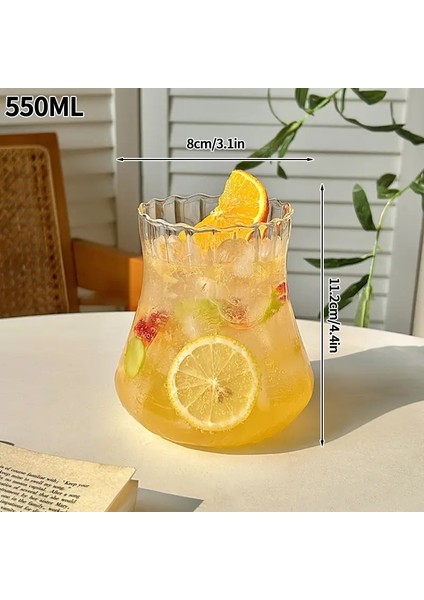 Yüksek Şeffaf Cam Daklar Yaz Buzlu Soğuk Içecekler Dak Içecek Suyu Parkla Su Kokteyl Şarap Dakları Kahve Sütü Çayı Kupa Renk: S3-550ML/KAPASITE: Resim Olarak (Yurt Dışından)