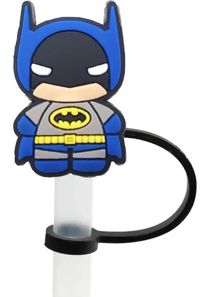 Sıcak Oyuncaklar Batman Straw Cover Cap Cartoon 10MM Içecek Saman Fişi Yeniden Kullanılabilir Sıçrama Kanıt Içme Kupası Saman Kapağı Kolye Accescolor: 1PCS-10MM (Yurt Dışından)