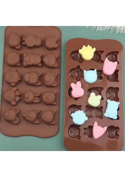 Karışık Hayvanlar Silikon Buzluk ve Çikolata Kalıbı, Renkli, Dayanıklı, Kullanışlı