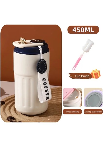 450ML Thermo Cafe Kahve Kupa Araç Termos Kupa 316 Paslanmaz Çelik Seyahat Termo Kupası Çay Kahve Akıllı Ekran Sıcaklık: 450ML/RENK/RENK: Mavi Fırça (Yurt Dışından)