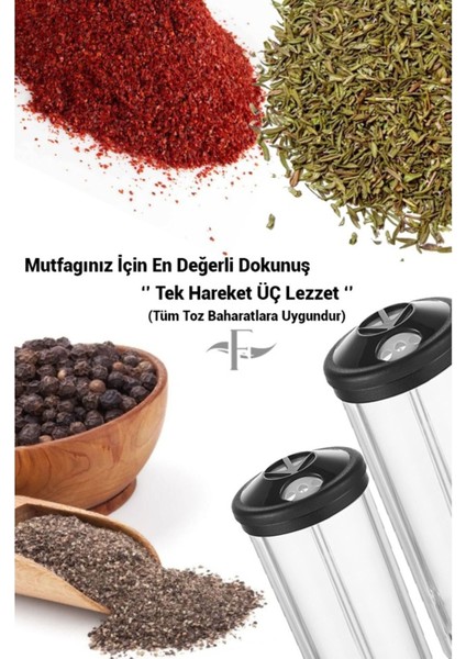 Üç Bölmeli Baharatlık, Hızlı ve Pratik Kullanım, Tek Hareketle Lezzetleri Korur