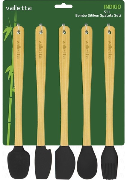 Uzun 26 cm Siyah Bambu Silikon Spatula Seti, 5'li. Dayanıklı ve Şık Mutfak Aleti. fiyatları