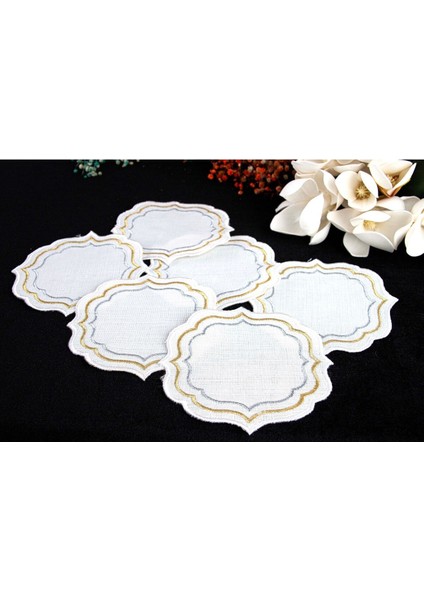 Altın Ipek Detaylı 6'lı Zarif Kokteyl ve Kahve Peçetesi Seti fırsatları