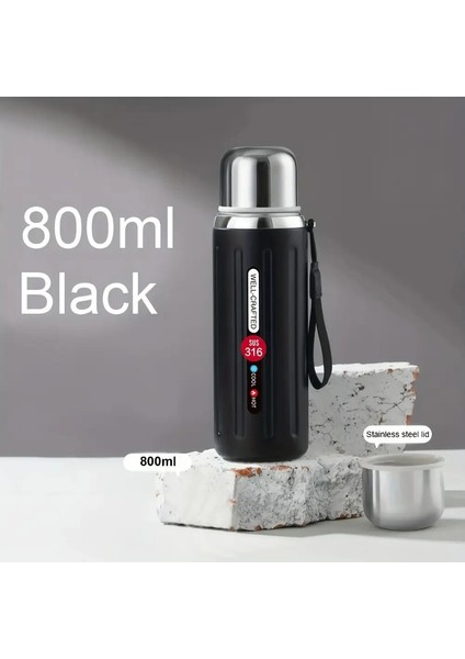800ML Vakum Şişesi Yalıtımlı Su Şişeleri Sıcak ve Soğuk Içecek Için Termal Kur Sıcak ve Soğuk Içecek Yaz Kışlı Içecek Hediye Kavrası: 800ML/RENK: F-Black (Yurt Dışından)