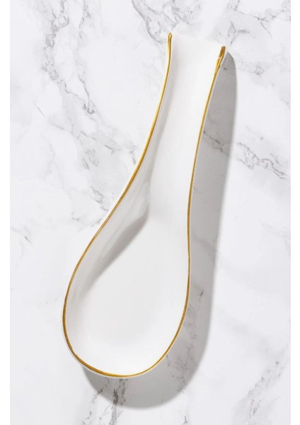 Beyaz Seramik Yaldızlı Kaşıklık ve Kepçe Altlığı Seti fiyatları