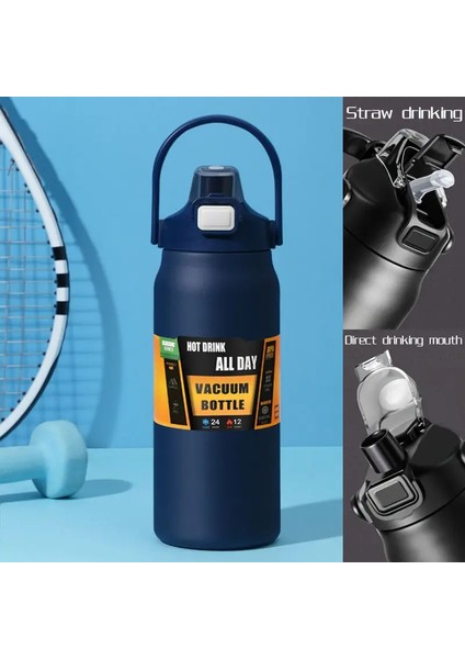Paslanmaz Çelik Termo Şişe 2.5l Büyük Kapasiteli Termo Su Taşınabilir 2500ML Vakum Kupa Termos Yalıtımlı Kupa 2l Tumbler 84 Ozkakite: 1200ML/RENK: Derin Mavi (Yurt Dışından)