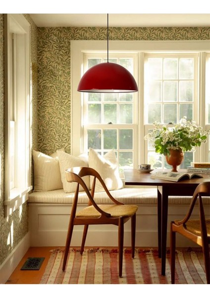 Kırmızı Metal Sarkıt Avize, Mutfak, Salon, Cafe, Ofis Için Şık Aydınlatma