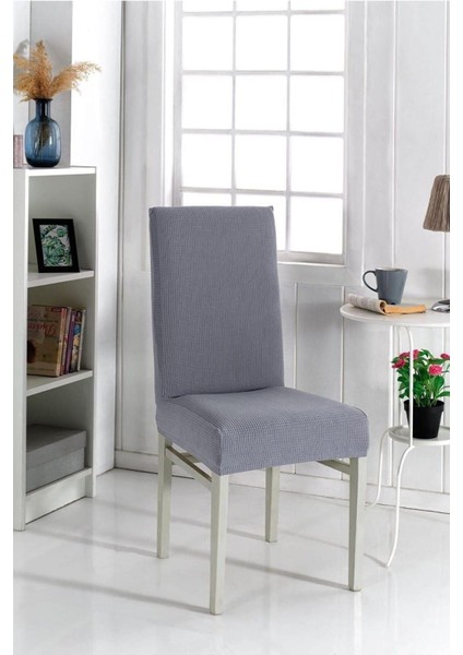 Gri Renk Likralı Yıkanabilir Sandalye Kılıfı, Şık ve Kullanışlı 1 Adet