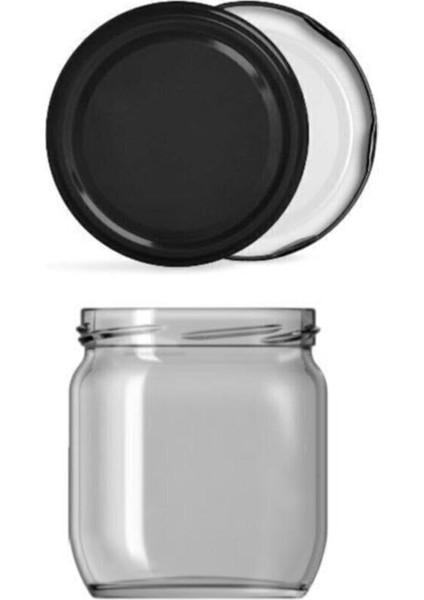 6'lı Şeffaf Cam Kavanoz Seti 425 cc Siyah Kapaklı, Şık ve Kullanışlı Ürün.