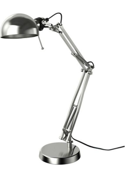 Şık Gümüş Masa Lambası, Gece Okuma ve Çalışma Için Ideal, Ayaklı Tasarım