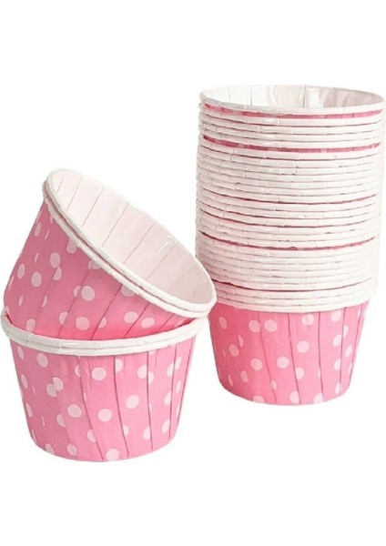 Pembe Puantiyeli Muffin Kek Kapsülü 50'li, Şık ve Kullanışlı Mutfak Aksesuarı