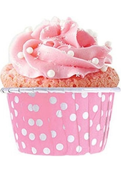 Pembe Puantiyeli Muffin Kek Kapsülü 50'li, Şık ve Kullanışlı Mutfak Aksesuarı fiyatları