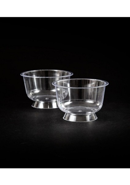 Ayaklı 180CC 25'li Şeffaf Tatlı Kabı, Kullan-At, Kapaksız, Şık ve Pratik Tasarım