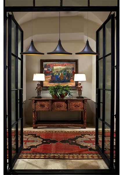 Üçlü Geniş Siyah Sarkıt Lamba, Modern ve Şık Aydınlatma, Oturma ve Mutfak Alanı fiyatları