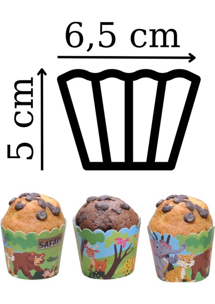 Renkli Safari Temalı Cupcake ve Kek Kapsülü Seti, 25'li, Eğlenceli ve Şık Tasarım fiyatları