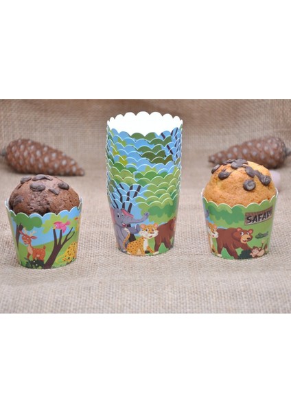 Renkli Safari Temalı Cupcake ve Kek Kapsülü Seti, 25'li, Eğlenceli ve Şık Tasarım modelleri