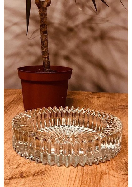 Turuncu Büyük Cam Kül Tablası, Şık ve Zarif 14 cm Küllük