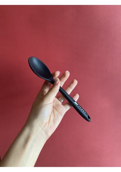 Siyah 20 cm Isıya Dayanıklı Yapışmaz Silikon Kısa Derin Kaşık fiyatları