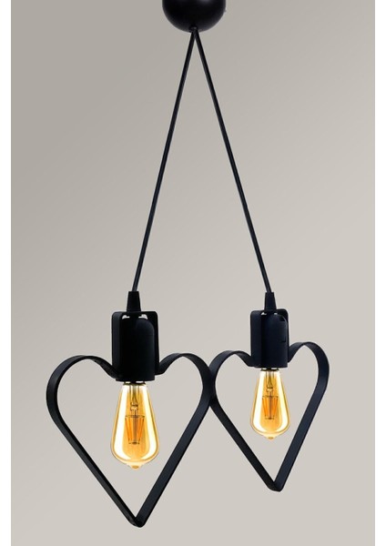 Şık Siyah Metal Kalpli Sarkıt Avize, Rustik Yatak Odası Tavası fırsatları