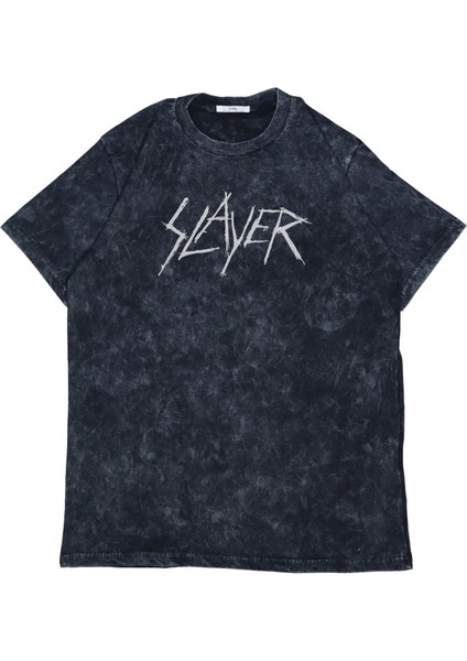 Unisex Slayer Sırt Baskılı Yıkamalı T-Shirt, Oversize Rock Band Temalı Vintage Tişört fiyatları