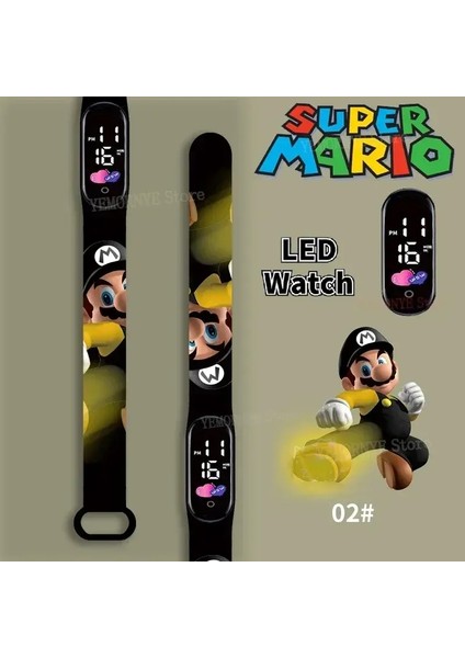 Mario Bros Çocuk Saatleri Aksiyon Figürleri Luigi Prenses Şeftali Yoshi Bowser Kids Sport Wristand Su Geçirmez Dijital Saat Toycolor: 1 Pcs Watch (Yurt Dışından)