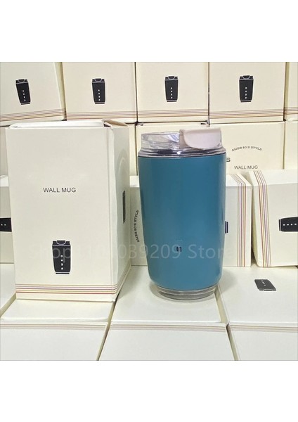 D14 Tumbler Termos Kupa Suçlu Beyaz Kahve Kupa Termos Su Şişesi Seyahat Paslanmaz Çelik Vakum Şişe Içme Kapasitesi: 240ML/RENK: Mavi (Yurt Dışından)