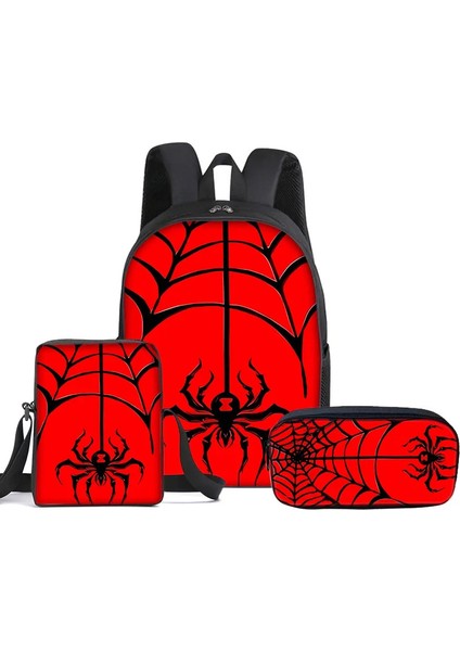 3 Adet Set Kırmızı Örümcek Messenger Çantası, Kalem Çantası, Erkek ve Kızlar Için Okul Çantaları En Iyi Hediyeler 3D Karikatür Okul Sırt Çantası Çocuklar Için Renk: Kırmızı (Yurt Dışından)