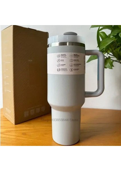 Büyük Kapasiteli 40 Oz Paslanmaz Çelik Vakum Şişesi - Kapak ve Pipetli Yalıtılmış Tumbler Cup, Seyahat Kapasitesi Için Mükemmel: 40OZ -1180MLWITH Logo/renk: 7 (Yurt Dışından)