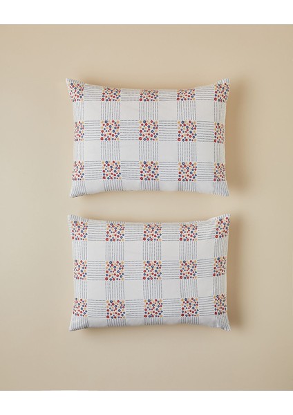 Kolay Ütülenir 2'li Yastık Kılıfı, 50X70 Cm, Kırmızı ve Mavi Set