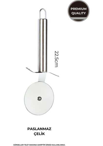 Paslanmaz Çelik 20.5 cm Büyük Boy Hamur ve Pizza Kesici Rulô