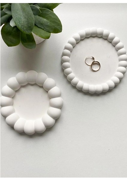 Beyaz 2'li Dekoratif Beton Tabak ve Bardak Altlığı Seti fırsatları